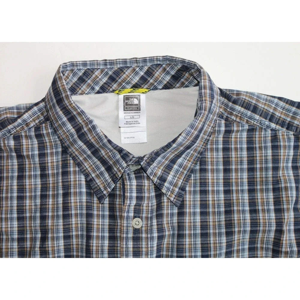 The North Face Men's L/G Blue Green‎ Plaid LS BF Cotton Shirt